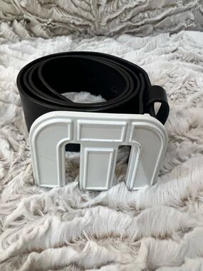 Travis Mathew Black Belt with White Logo Buckle